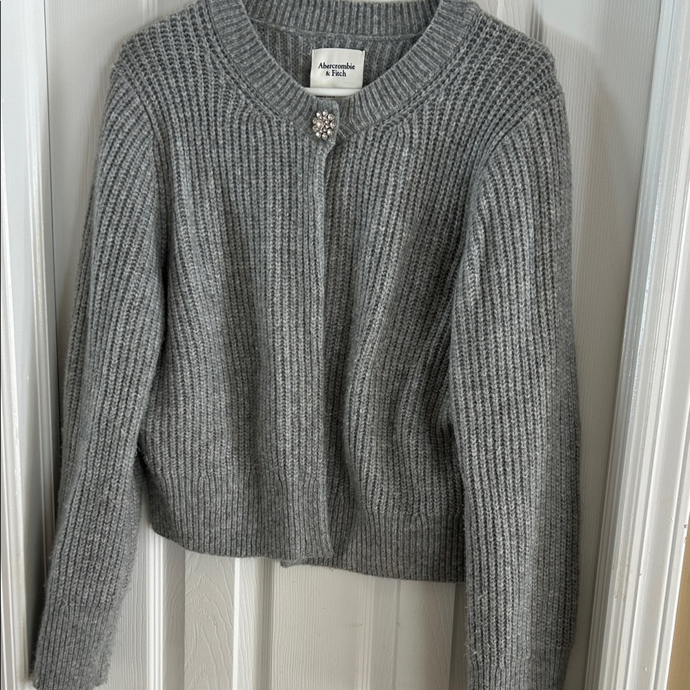 Abercrombie & Fitch Ribbed Gray Cardigan